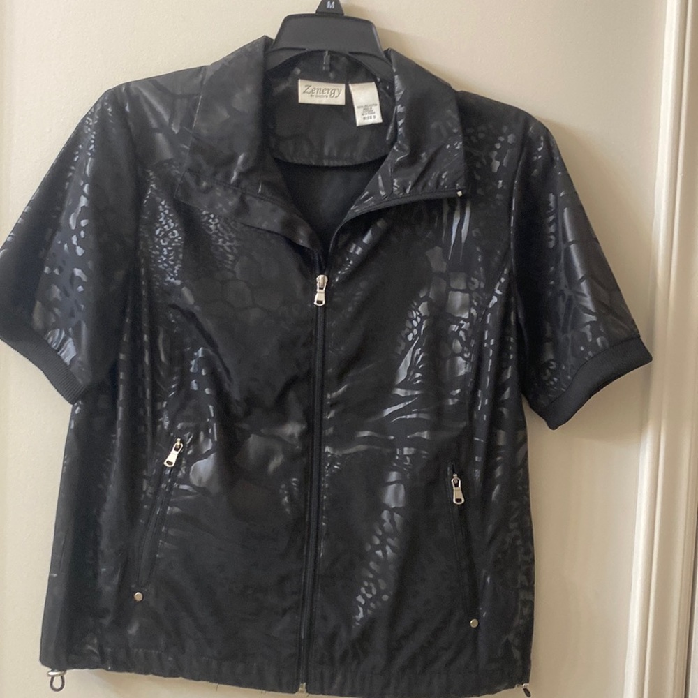Z energy by Chico’s Black Short Sleeve Jacket